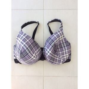 Cacique Lingerie Bra Plaid Lace Padded Underwire